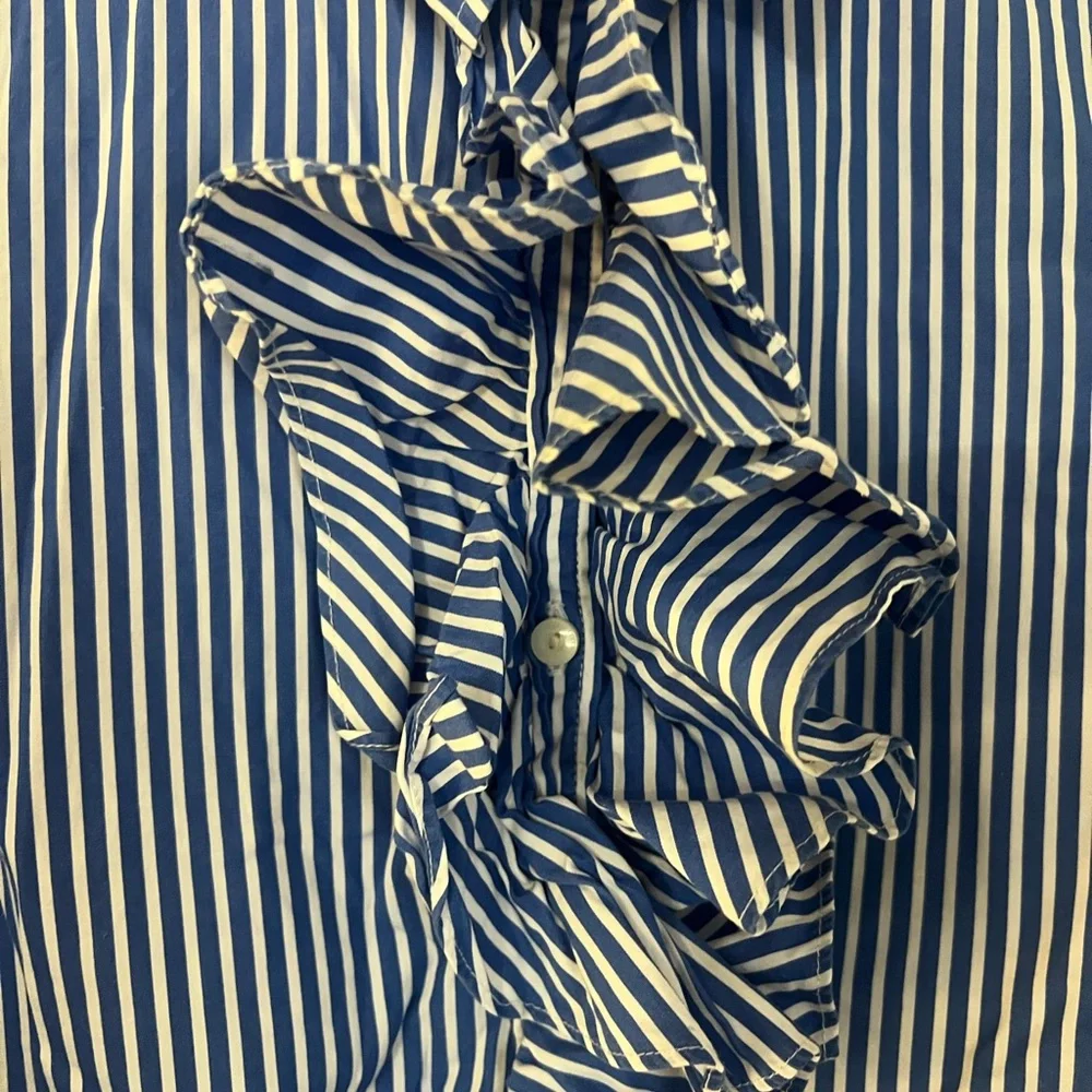 Ralph Lauren ruffled stripe button up - Picture 3 of 4
